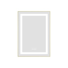 20 x 28 Inch LED Bathroom Mirror with Front and Backlight, Wall Mounted Vanity Mirror with Aluminum Frame, Anti-Fog, Memory, 3 Colors
