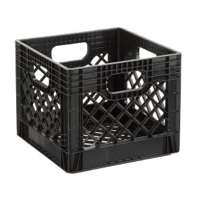 16QT Heavy-Duty Plastic Square Milk Crate Black 5 Pack