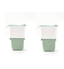 Multifunctional Creative Corduroy Retractable Pencil Case (Option: green -2PCS)