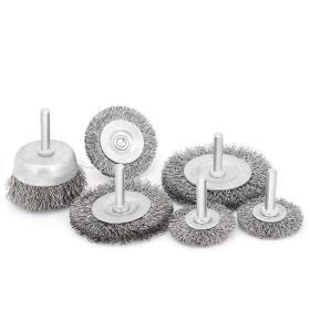 6pc Wire Wheel Cup Brush Set Coarse Crimped Carbon Steel Shank Drill Attachments (Option: 6pcs)