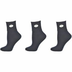 Classic Ribbed Single Cuff Pima Cotton 3 Pairs School Uniform Socks (Color: Navy, size: medium)