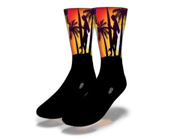 SUNSET SURFER GIRL Fun Surfing Socks (size: Junior)