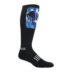 Block Deadlift Socks (Color: Blue Punisher Skull, size: 1-Pack)