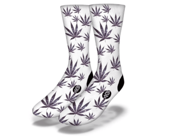 PURPLE HAZE POT LEAF Funny Weed Socks (size: Adult)