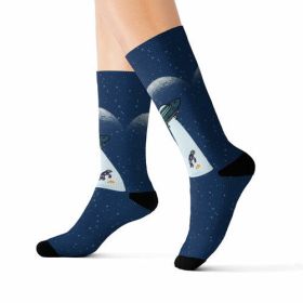 Alien Abduction with Pizza Fun Novelty Socks (size: S)