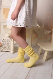 Yellow Kids Slouch Socks Knee High 1 Pair Scrunch Socks 3-15 Years Old (size: 9-12 Years)