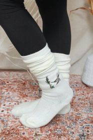 Hummingbird Knee High Socks (Color: Ivory)