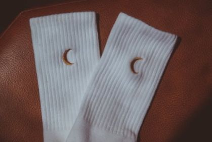 Moon Landing Embroidered Socks (Color: Black, size: S/M)