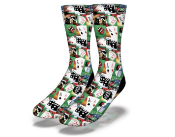 CASINO GAMES PHOTO COLLAGE Fun Casino Themed Socks (size: Adult)