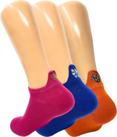 Women's Dog Embroidered Ankle Socks, 3 Pairs, Low Cut, Size 5-7 (Color: Style 1)
