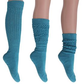 Premium Slouchy Scrunch Socks for Women Capri Blue Color (Package Quantity: 3 Pair)