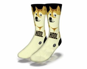 DOGECOIN HODL Funny Crypto Meme Socks (size: Junior)