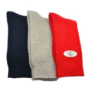 Chevron Pattern Medium Weight Bamboo Crew Socks 3 Pair Pack (Color: Assorted 1 (Red/Grey/Navy))