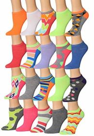Tipi Toe Women's 20 Pairs Colorful Patterned Low Cut/No Show Socks (Title: Default Title)