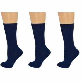 Organic Cotton Midweight Outdoor Unisex Athletic Crew Socks 3 Pair (Color: Navy, size: M/Fits Shoe Size 12-6)