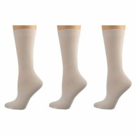 Women's Solid Color Bamboo Crew Socks - 3 Pairs (Color: White)