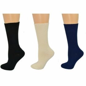 Organic Cotton Midweight Outdoor Unisex Athletic Crew Socks 3 Pair (Color: Black/Natural/Navy, size: S/Fits Shoe Size 9-1)
